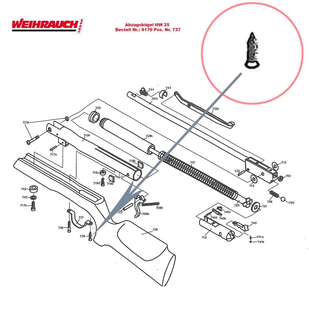 Bild von Schraube für den Abzugsbügel Weihrauch HW 25 L Luftgewehr Pos. 738	