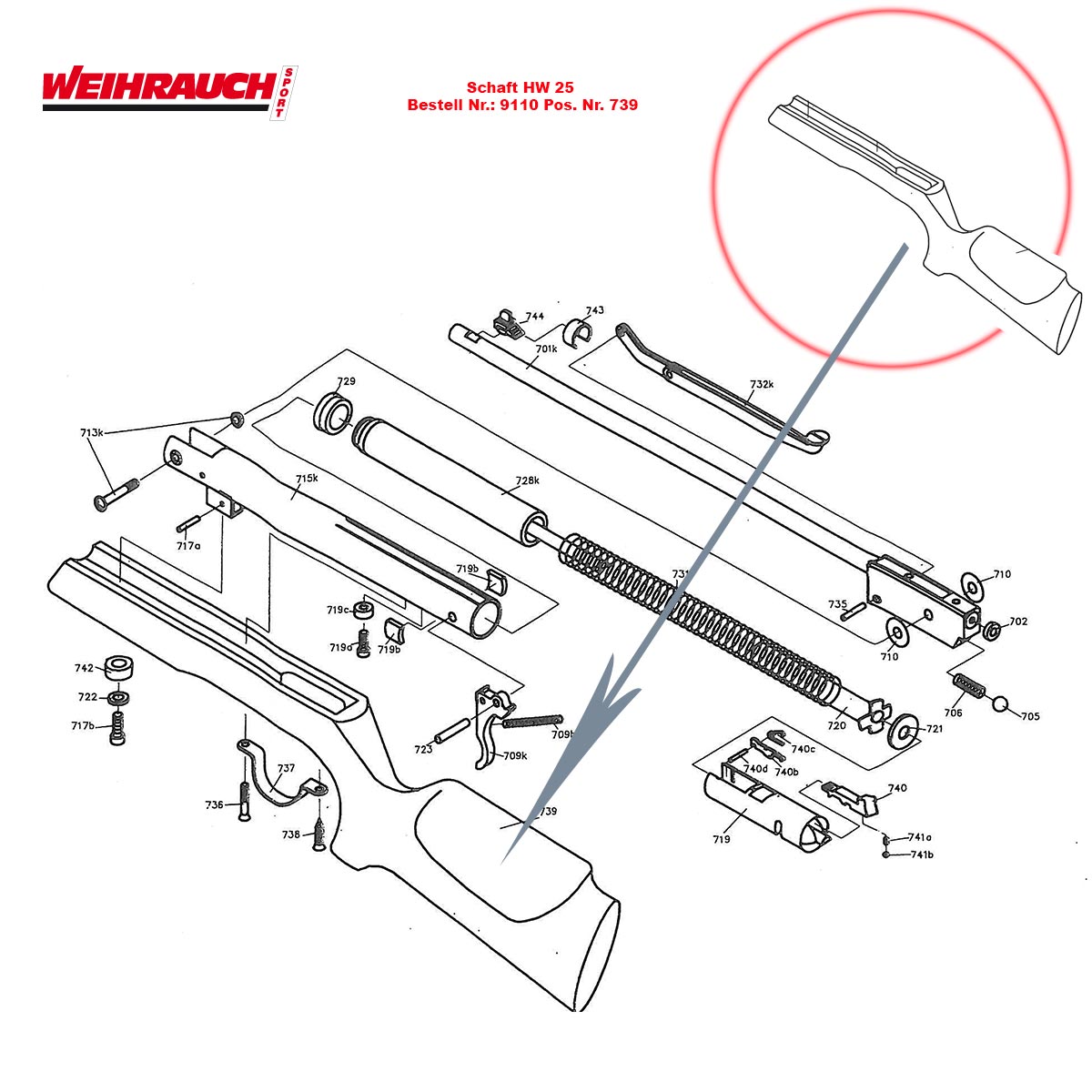 Bild von Schaft Weihrauch HW 25 L Luftgewehr Pos. 739