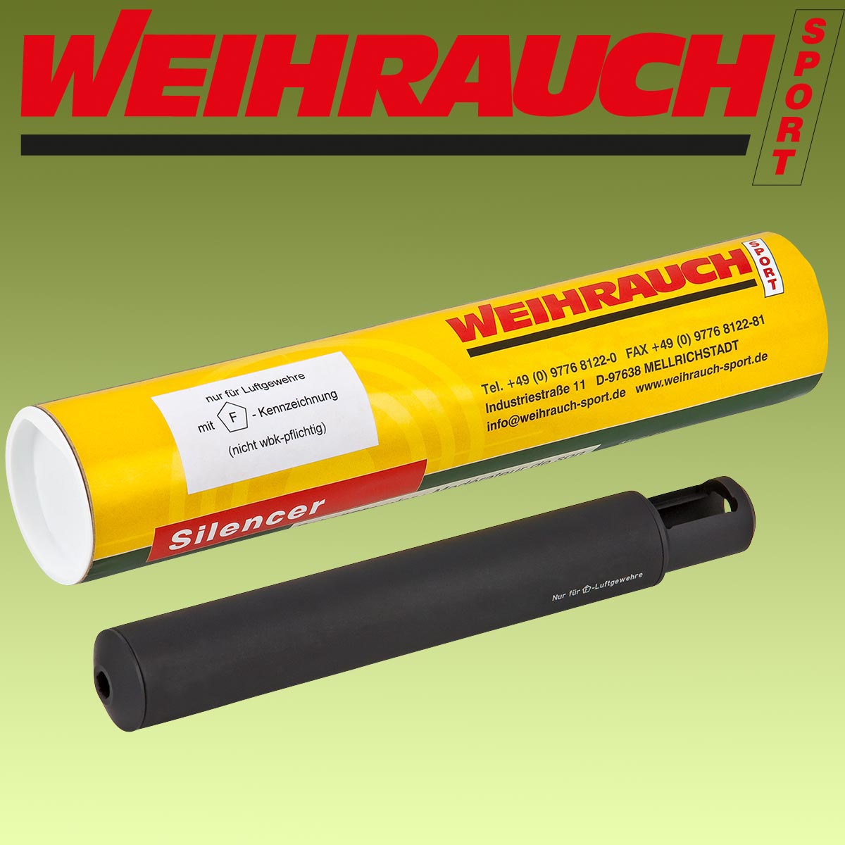 Weihrauch Schalldämpfer für die Luftgewehre HW 80-HW 85-HW95 mit einem 16 mm Lauf