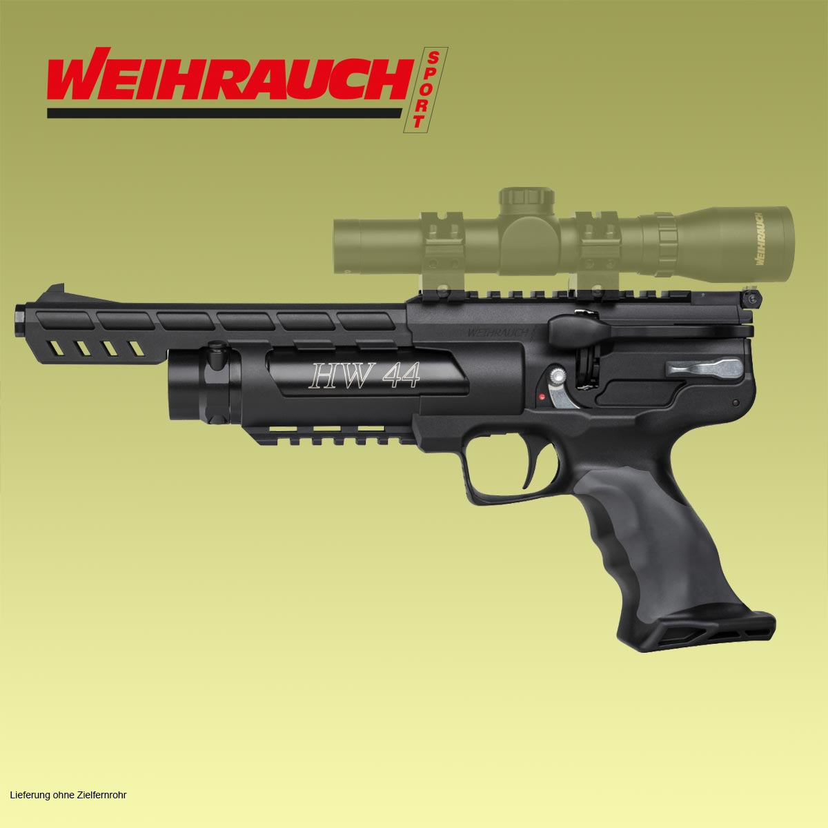 Weihrauch HW 44 Pressluftpistole im Kaliber 4,5 mm und 5,5 mm Diabolo.