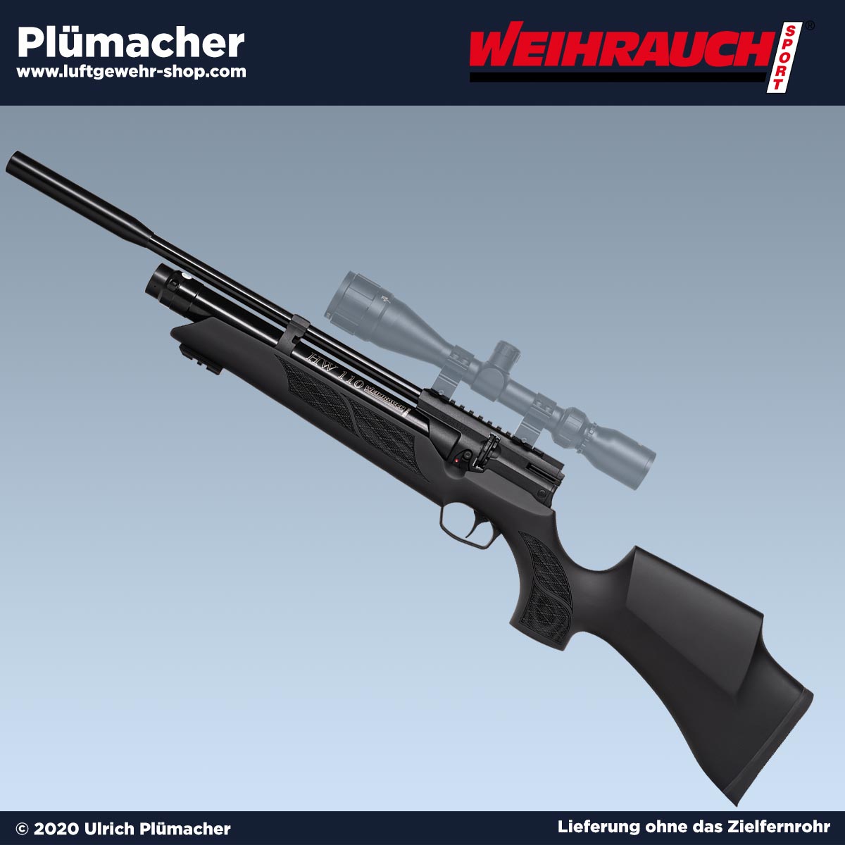 Weihrauch HW 100 ST Pressluftgewehr  - ein Luftgewehr mit einem 10 Schuss Trommelmagazin und einem 200 bar Pressluftzylinder mit Quickfillanschluss