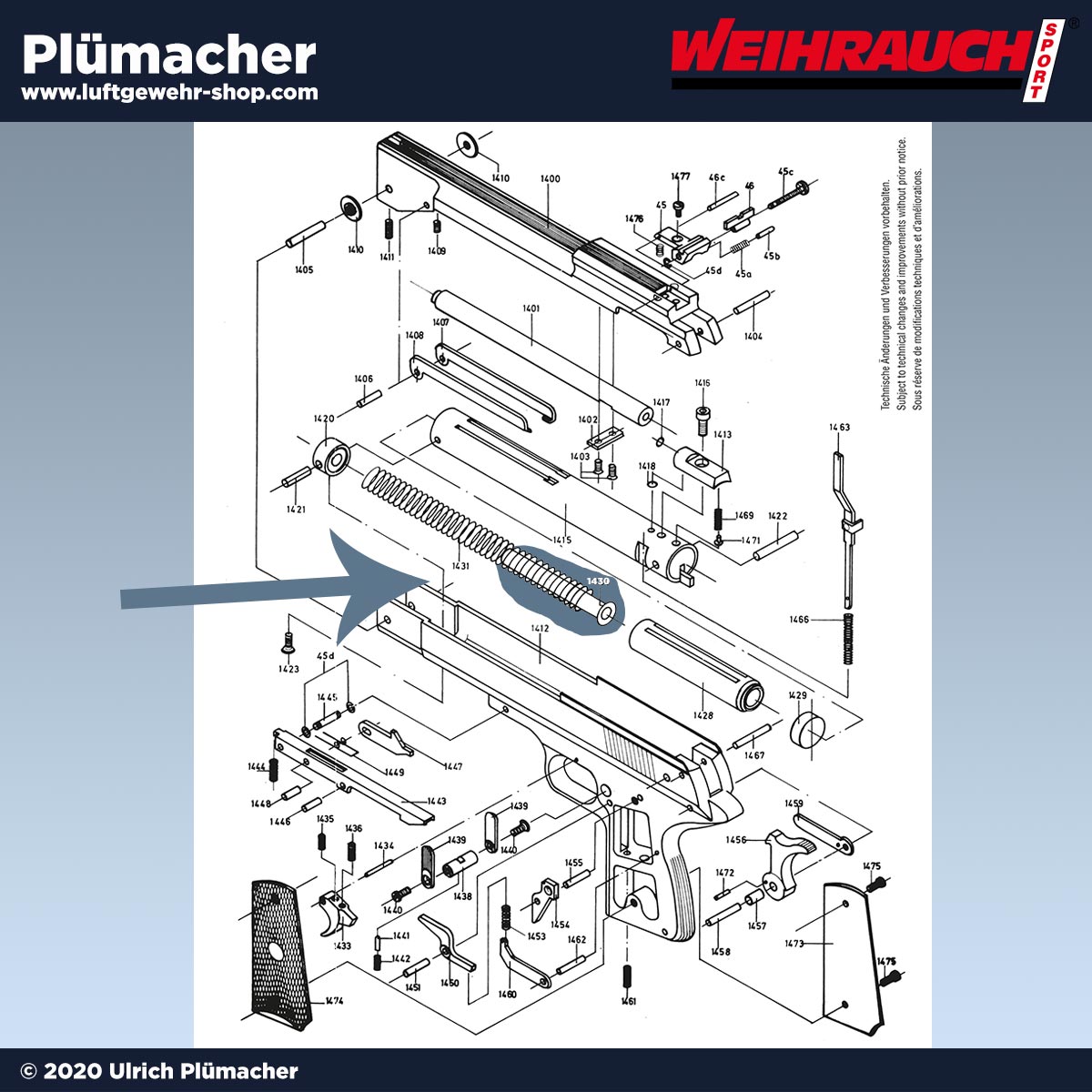 Federführungsrohr Weihrauch HW 45 - Ersatzteile für Ihre Luftpistole HW45