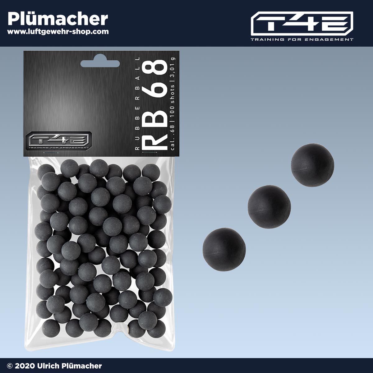 T4E Rubberballs - Gummikugeln cal. 68 für Ihre T4E_Waffe. Beutel mit 100 Gummigeschossen im cal. .68