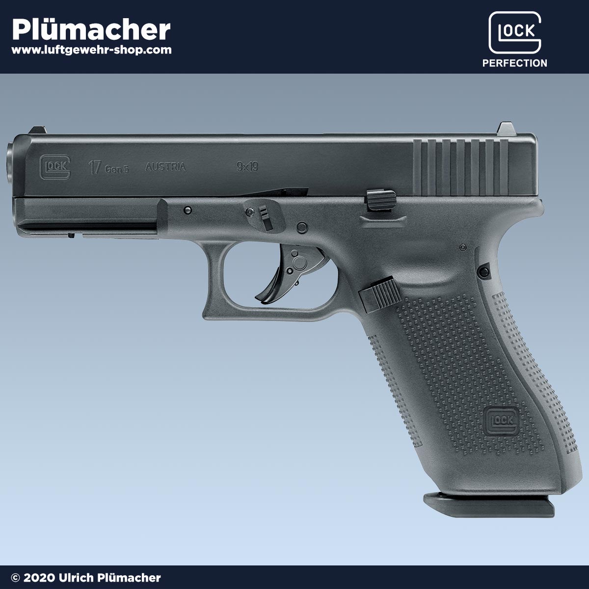 Glock 17 Gen5 CO2 Pistole im Kaliber 4,5 mm BB. Die GLOCK 17 ist eine CO2 Luftpistole mit authentischem Blowback