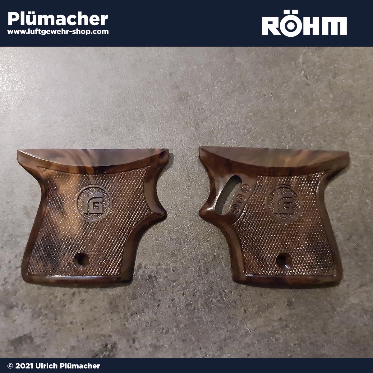 Griffschalen Röhm RG 3 Schreckschusspistole - braune Kunststoff-Griffschalen für die RÖHM RG 3