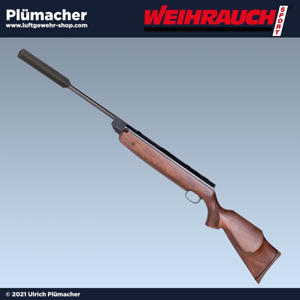 Weihrauch HW 80 K Luftgewehr mit Schalldämpfer - das Weitschuss-Luftgewehr ist für das Schießen mit einem Zielfernrohr vorgesehen.