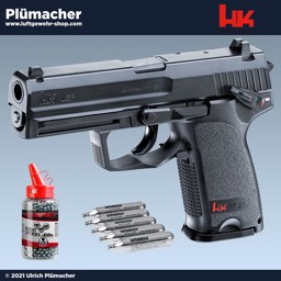 Heckler & Koch USP CO2 Pistolen Set mit 1500 Rundkugeln und 5 CO2 Kapsel