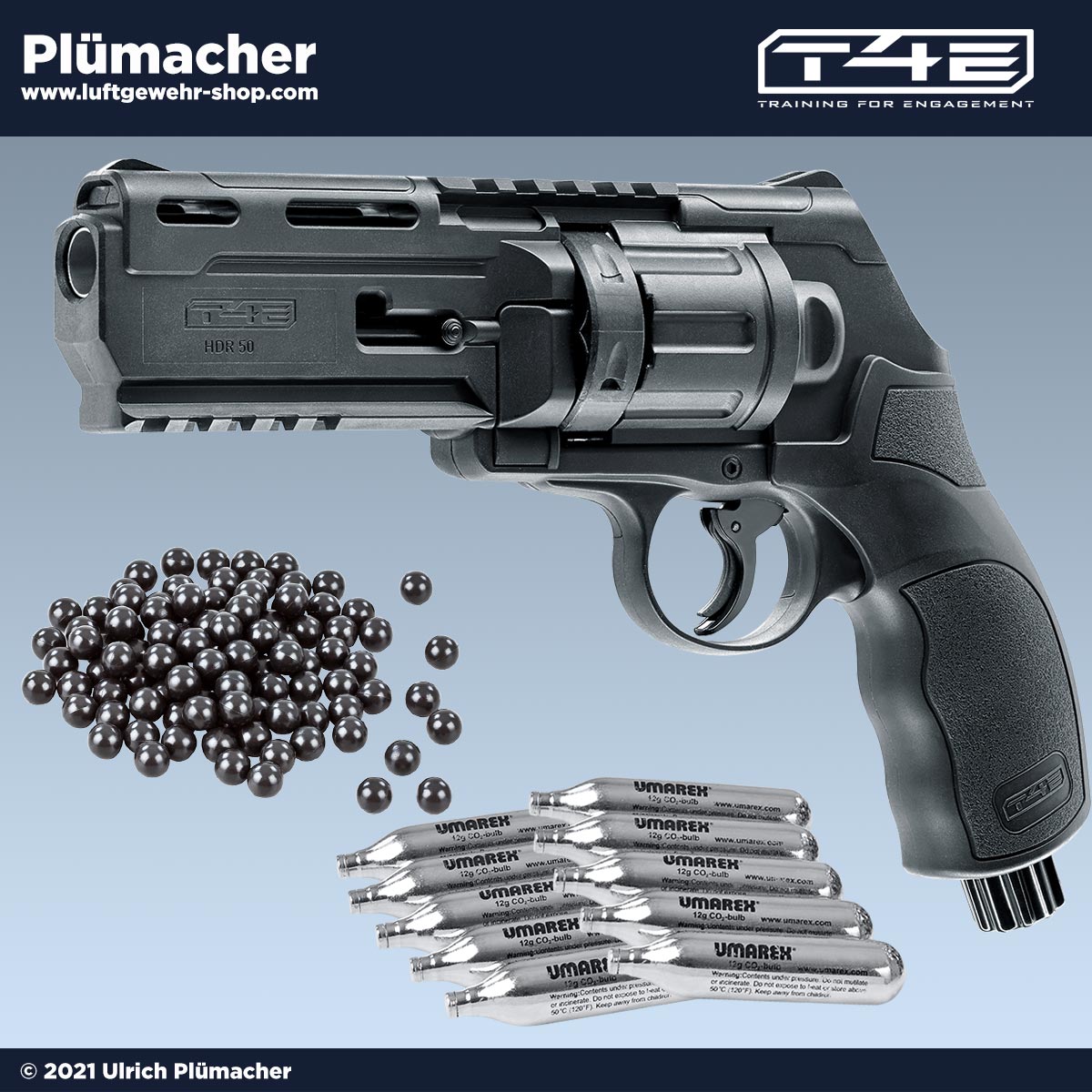 50 Cal-Schnecken für Umarex T4E TR50/HDR50 CO2-Revolver inlk Stahlkugel verbaut 