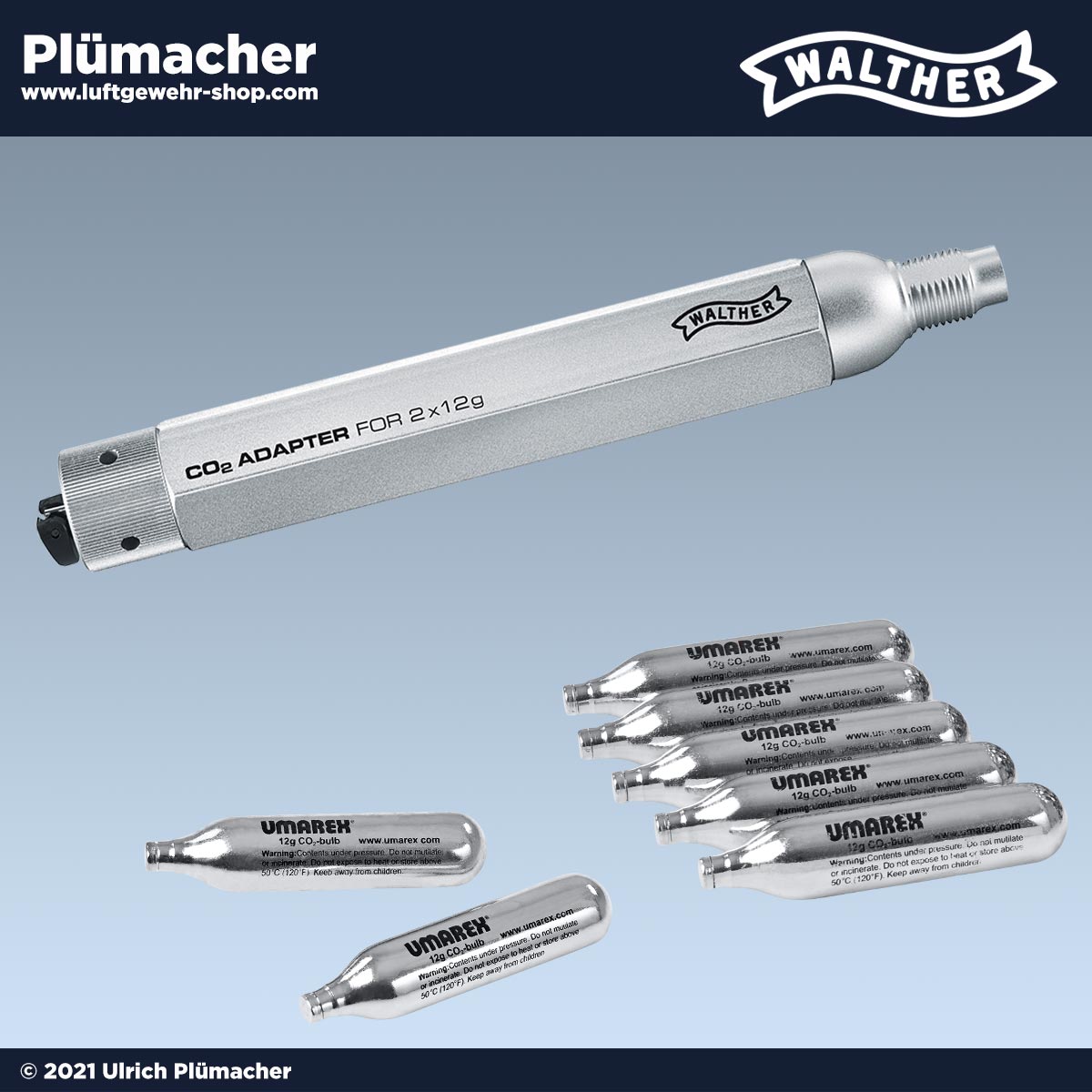 Walther CO2 Adapter 2 x 12 g für CO2 Waffen mit einer 88 g Kartusche