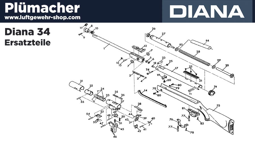 Luftgewehr Diana 34-6-38-350-45-Ersatzteile