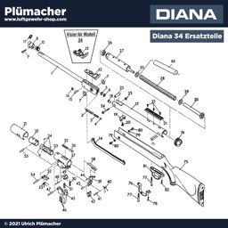 Diana 34 Ersatzteile - Bauplan, Explosionszeichnung und Ersatzteile  für das Luftgewehr Diana 34