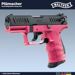 Walther P22Q Wildberry Schreckschusspistole im Kaliber 9 mm PAK. Die Gaspistole ist "Made in Germany"