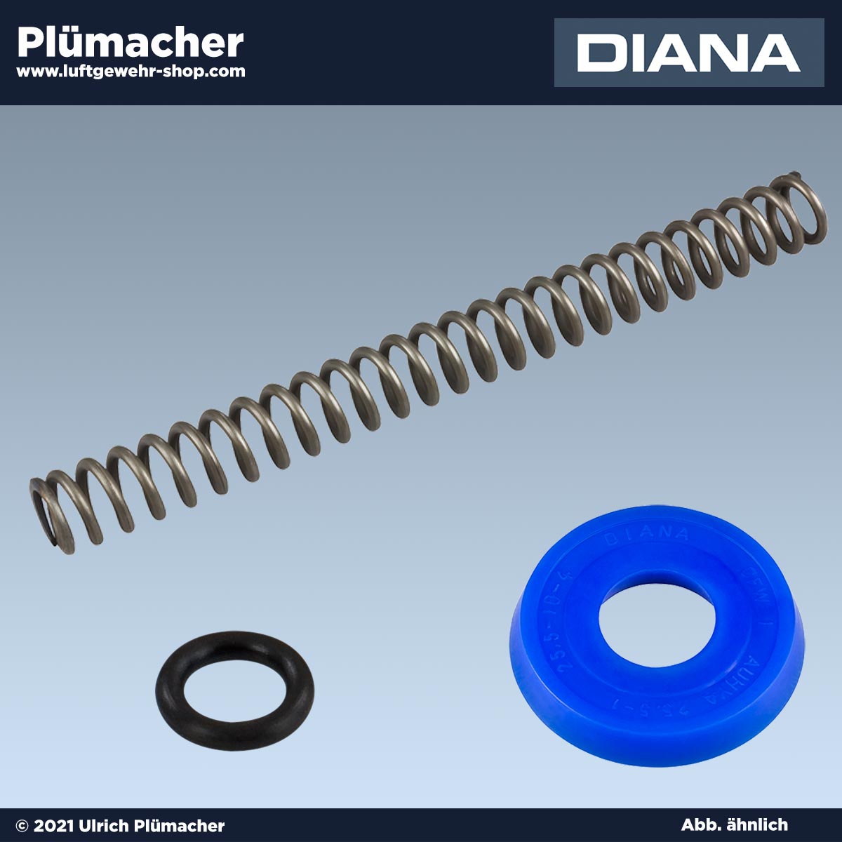 Reparatursatz Diana 5-5G Luftpistole. Servicekit und Reparaturset mit Kolbenfeder, Kolbenmanschette und Laufdichtung