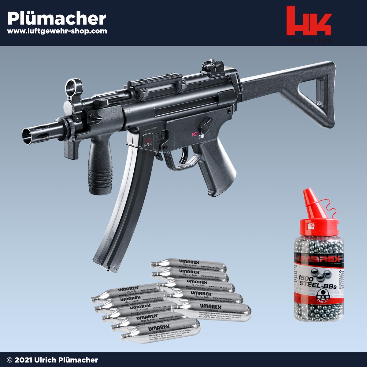 Heckler & Koch MP5 K-PDW CO2 Maschinenpistole Kaliber 4,5 mm BB Set