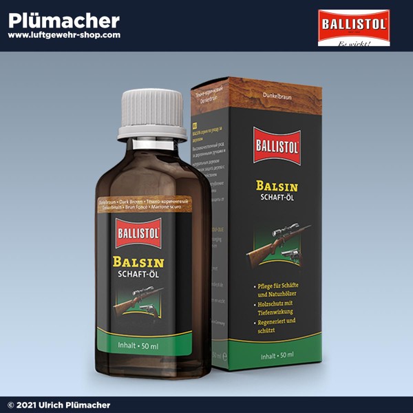 Balsin Schaftöl dunkelbraun 50 ml - Schaft-öl von Ballistol schützt und pflegt den Gewehrschaft