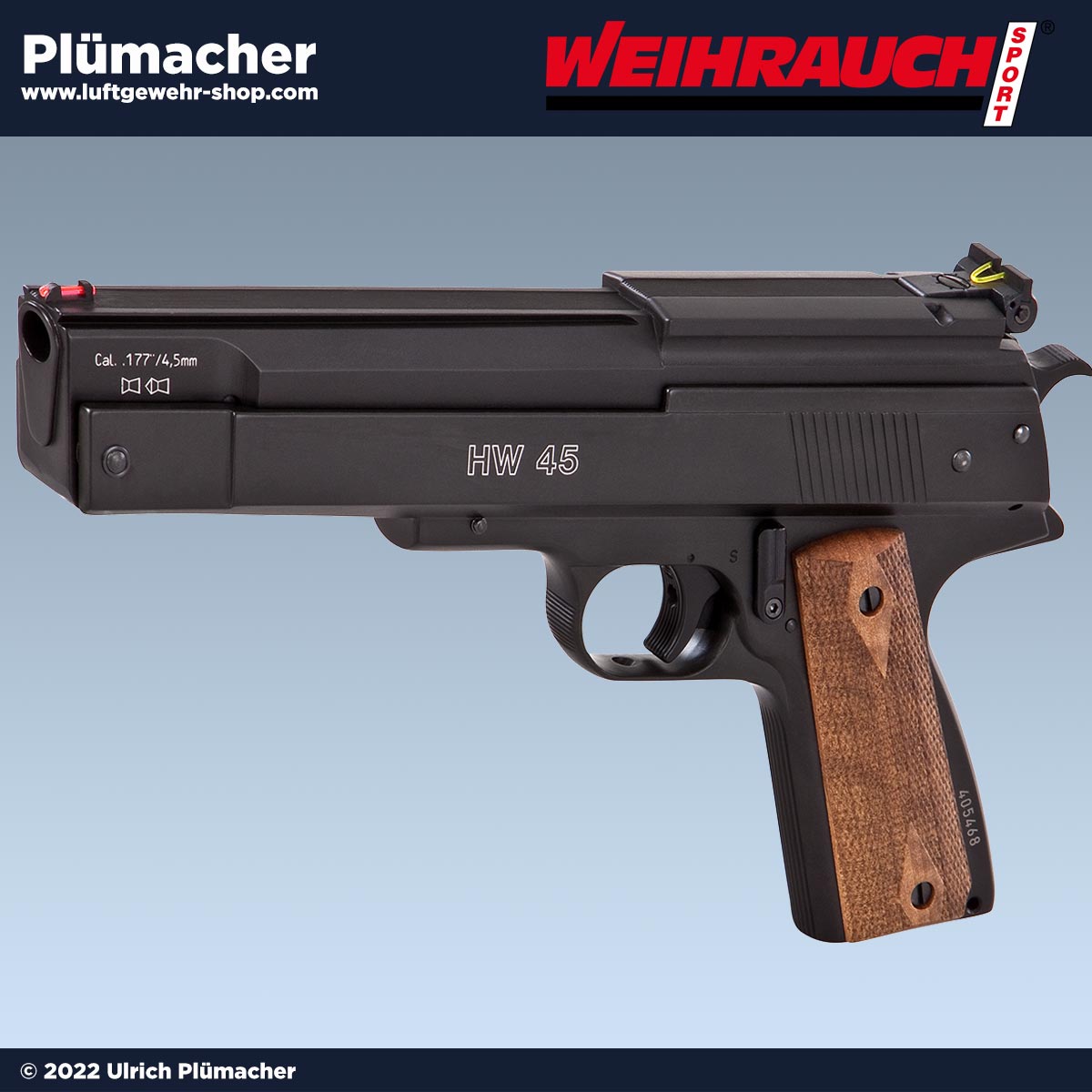 Weihrauch HW 45 Luftpistole - die leistungsstarke Luftpistole von Weihrauch mit 2 Geschossgeschwindigkeiten