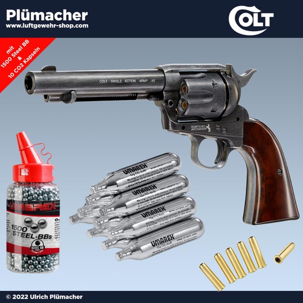 Colt SAA 45 Antik CO2 Revolver Single Action Army 45 Peacemaker für 4,5 mm Stahlrundkugeln