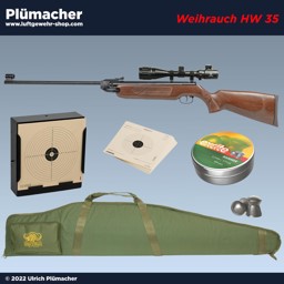 Weihrauch HW 35 Luftgewehr Set mit Zielfernrohr 3-9x40, Gewehrtasche, Munition und Scheibenkasten
