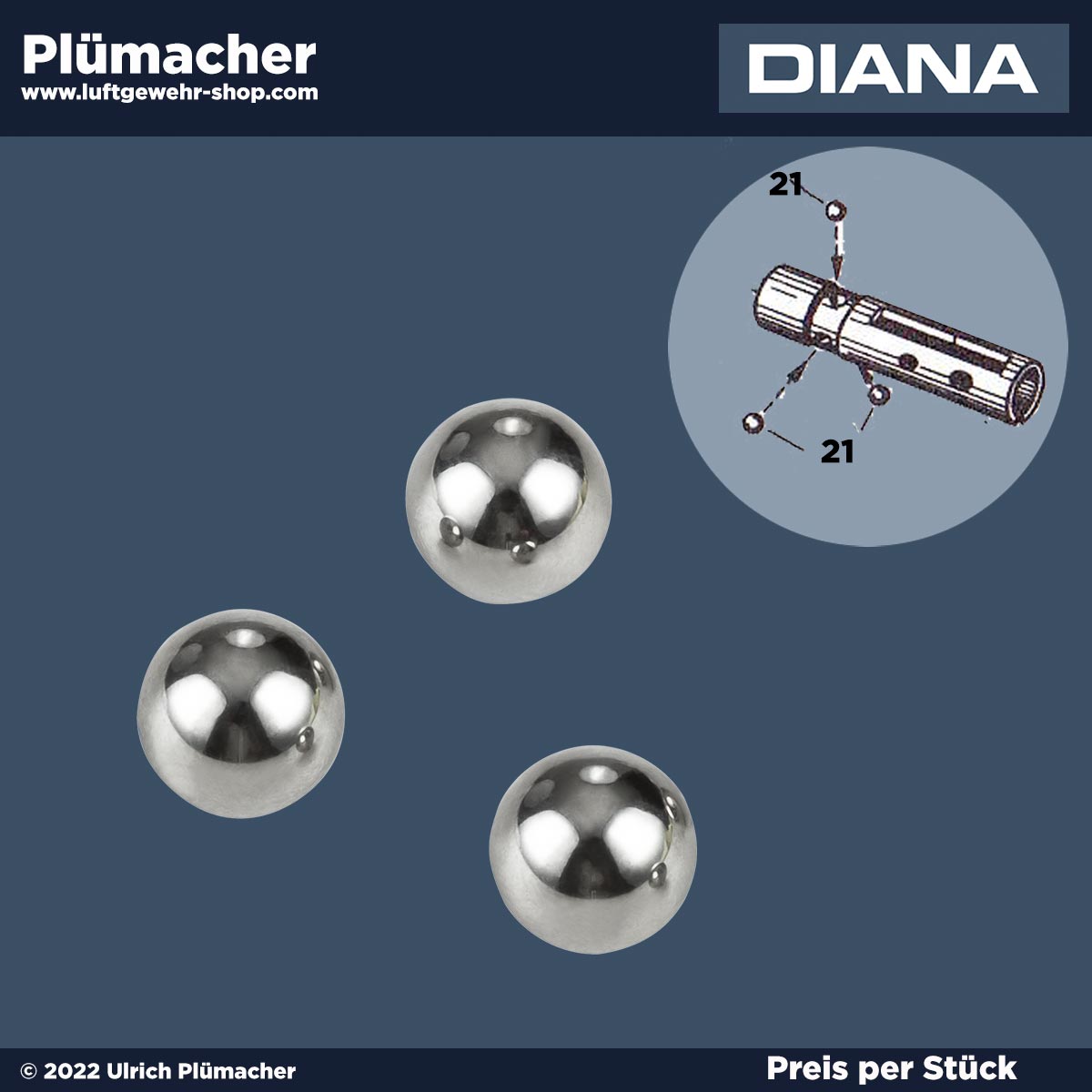 Stahlkugel Federstütze Luftgewehr Diana 24-25D-26-27-28-34-35-36-38