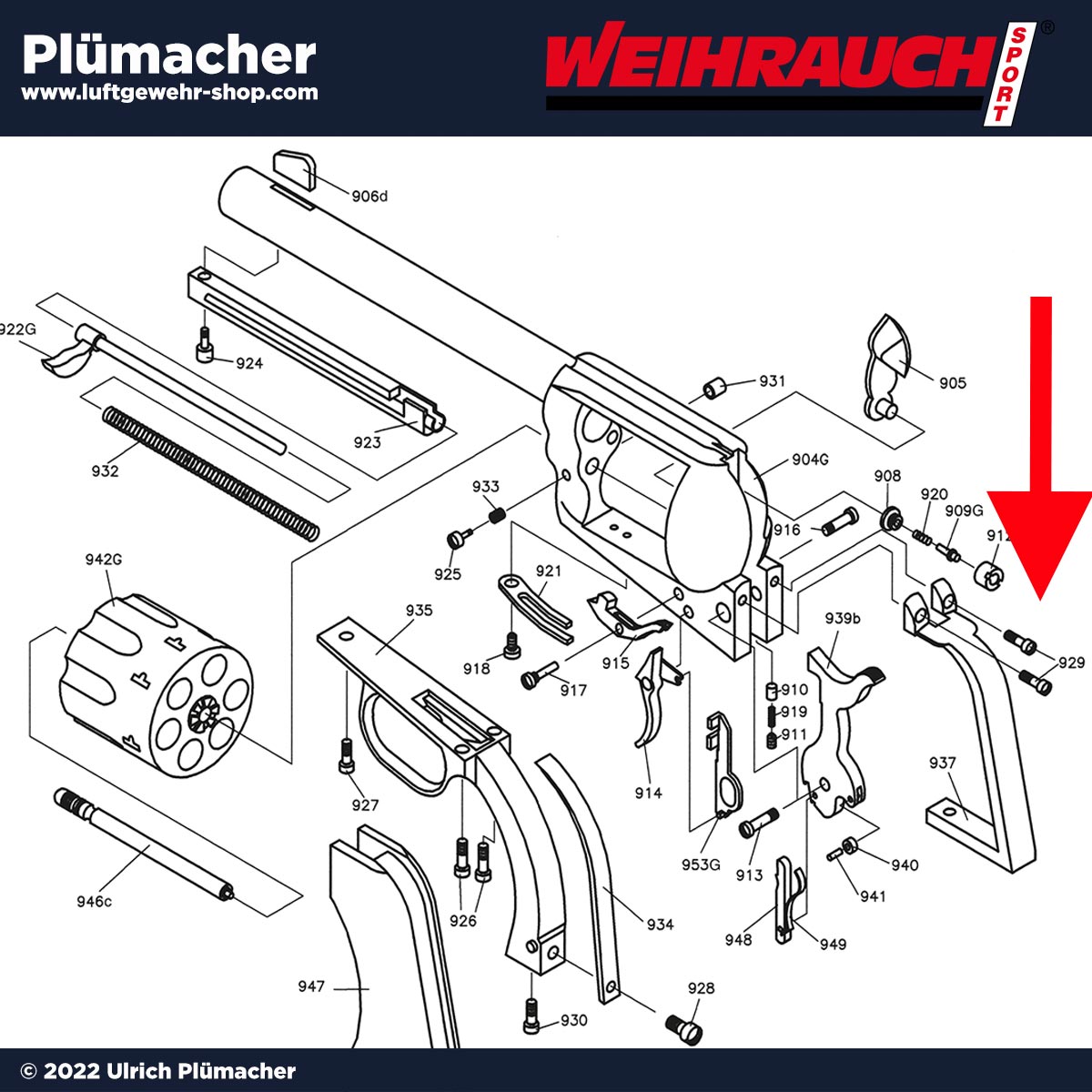 Hintere Bügelschraube Weihrauch WSA Westernrevolver