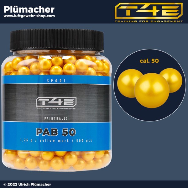 T4E Sport PAB 50 gelbe Farbkugeln - gelbe Paintballs im Kaliber .50