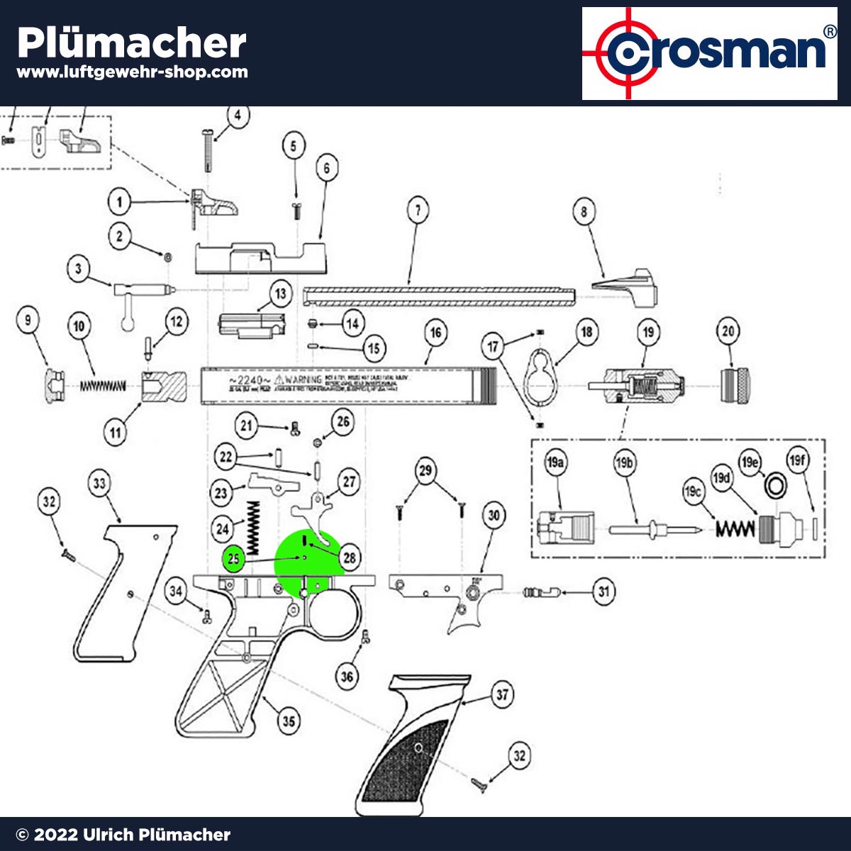 Crosman 2240 Kugel für die Sicherung