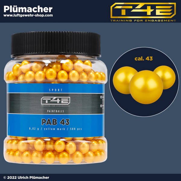 T4E Paintball Sport PAB 43 - 500 gelbe Markierungskugeln Kaliber .43