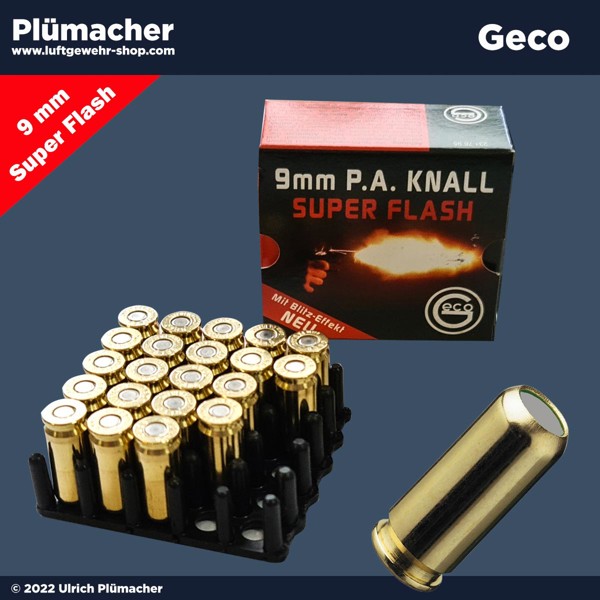 Geco Super Flash Patronen 9 mm PAK für Schreckschuss Pistolen - Stopp Blitz Patronen