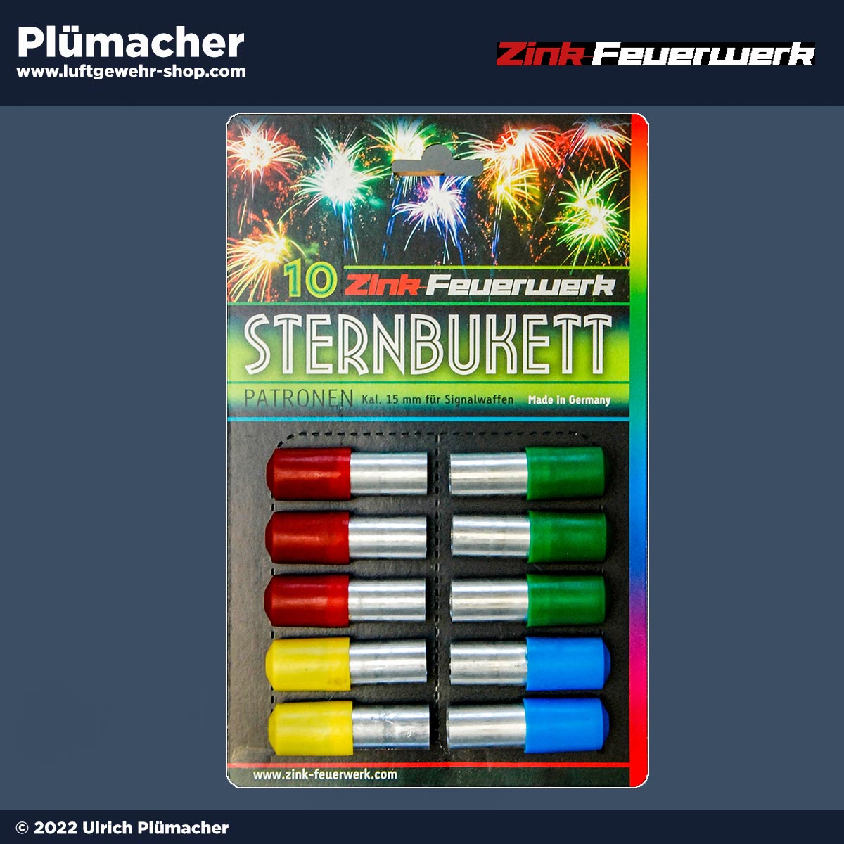 Zink Bukettpatronen Feuerwerk für Schreckschusswaffen - Feuerwerksgeschosse für Schreckschuss Pistolen und Revolver