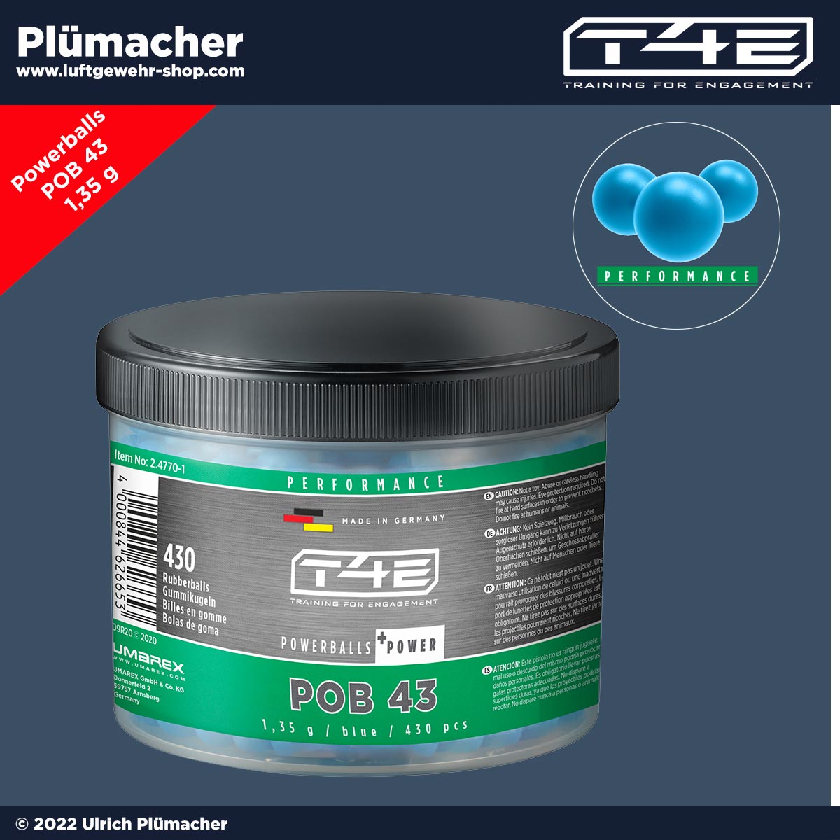 T4E Performance POB 43 Powerballs - RAM Gummikugeln für maximale Kraft- und Präzisionsreserven