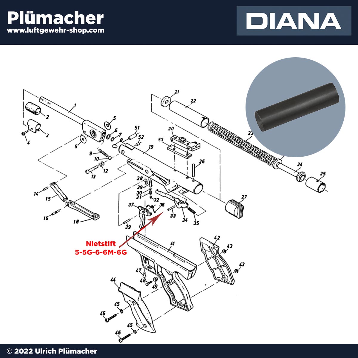 Nietstift Luftpistole Diana 5-5G-6-6M-6G