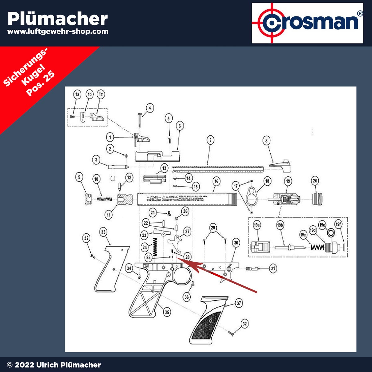 Sicherungskugel Crosman 2240 und 2260 - Safety Ball