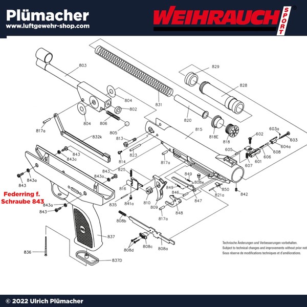 Weihrauch HW 70 Federring für Griffschraube - Weihruch HW70 Ersatzteile