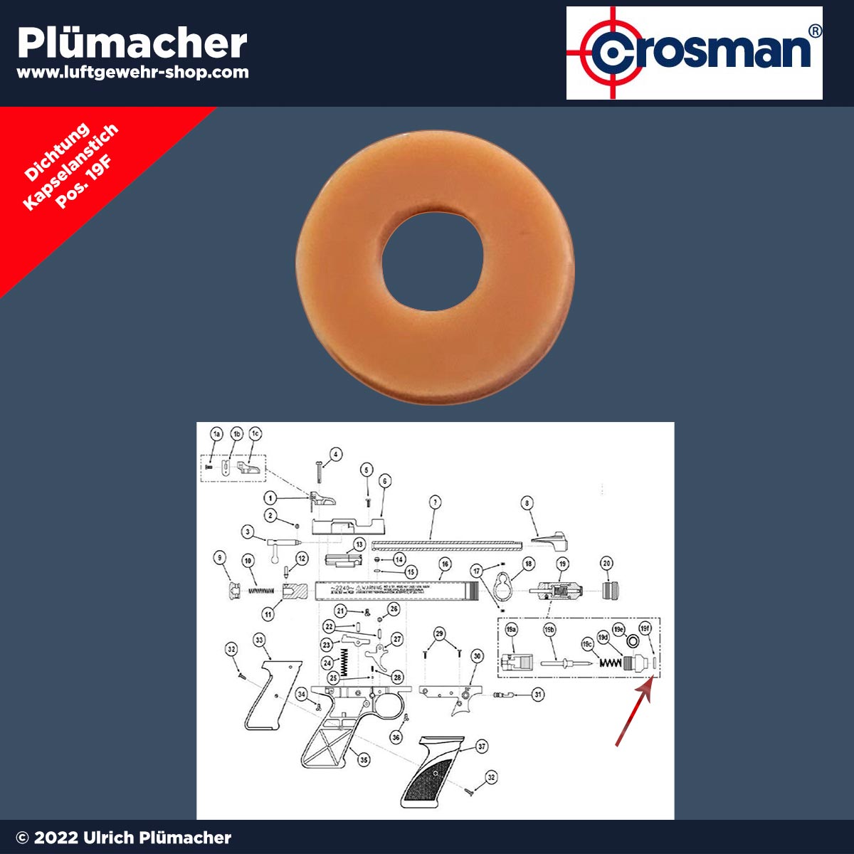 Crosman 2240 Ersatzteile -Dichtung für den Kapselanstich