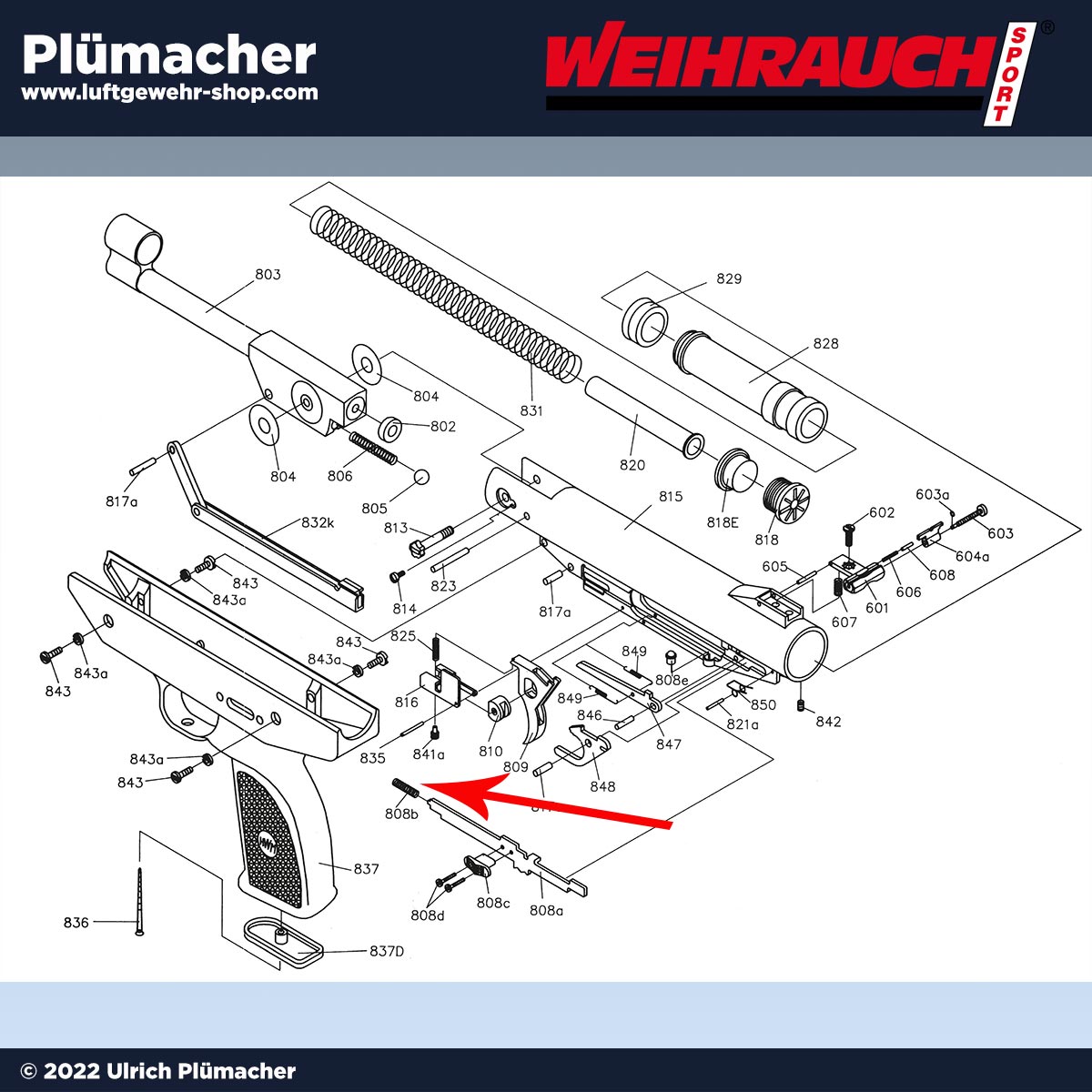 Weihrauch HW 70 Feder für Sicherungsstange - Pos. 808b auf der HW70 Explosionszeichnung