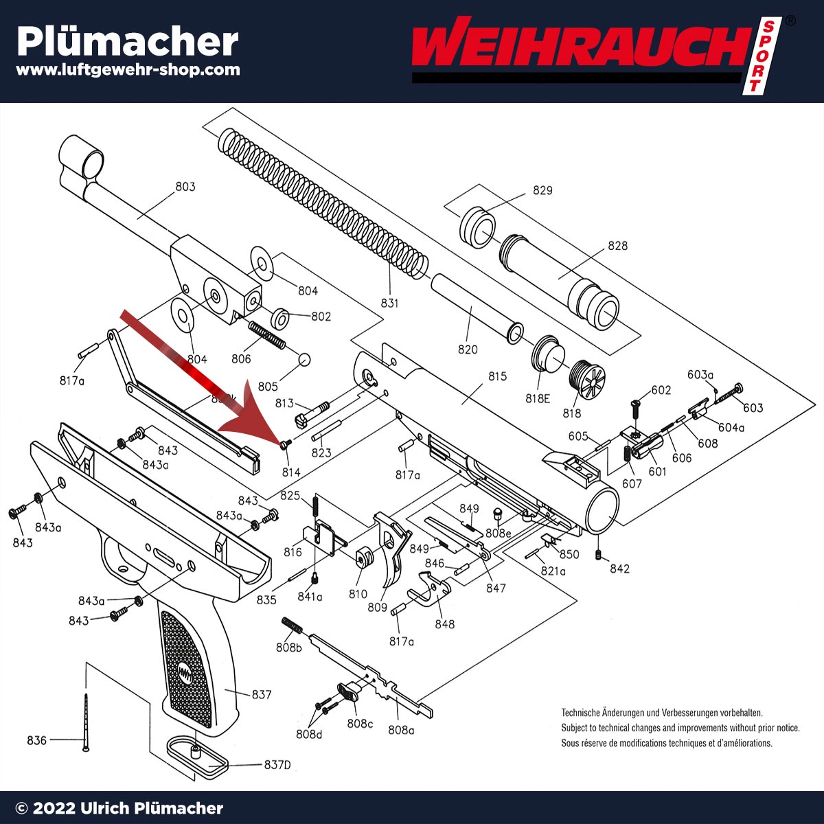 Arretierschraube Weihrauch HW 70 - Ersatzteile für die HW70 Luftpistole