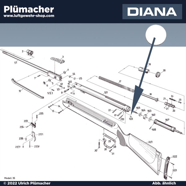 Abzugstütze Diana 25D-27-35. Ersatzteile für Diana Luftgewehre
