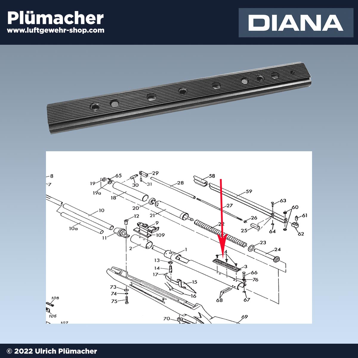 Prismenschiene 154 mm Zielfernrohrschiene für Diana Luftgewehre