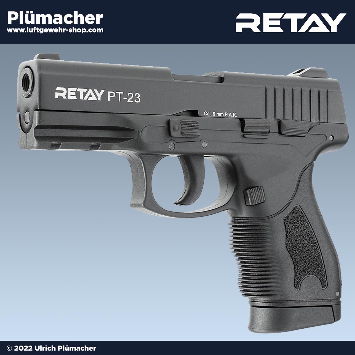 Retay PT-23 Schreckschuss black - Schreckschusspistole im Kaliber 9 mm PAK