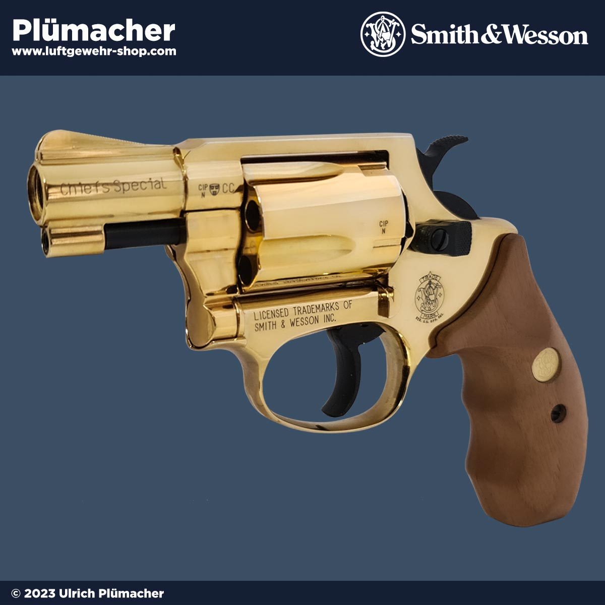 Chiefs Special Gold Schreckschussrevolver 9 mm R mit einer 5 Schuss Trommel