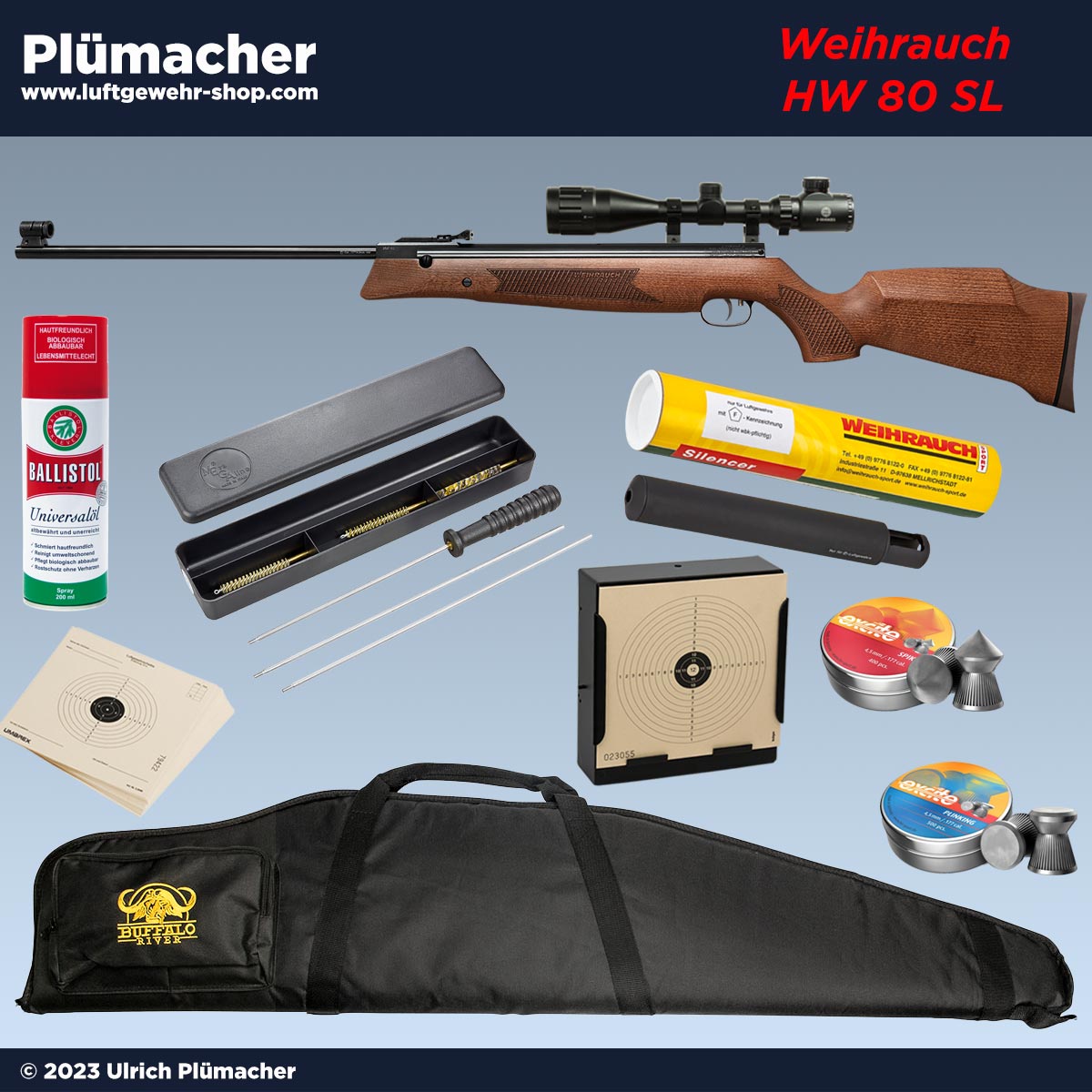 Weihrauch HW 80 SL Luftgewehr Set 4,5 mm mit Zielfernrohr