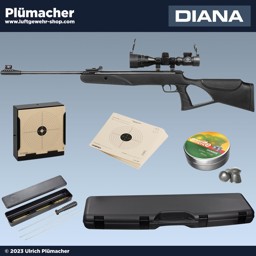 Diana Two Sixty Luftgewehr Set mit Zielfernrohr, Gewehrkoffer, Munition und Kugelfang mit Scheiben