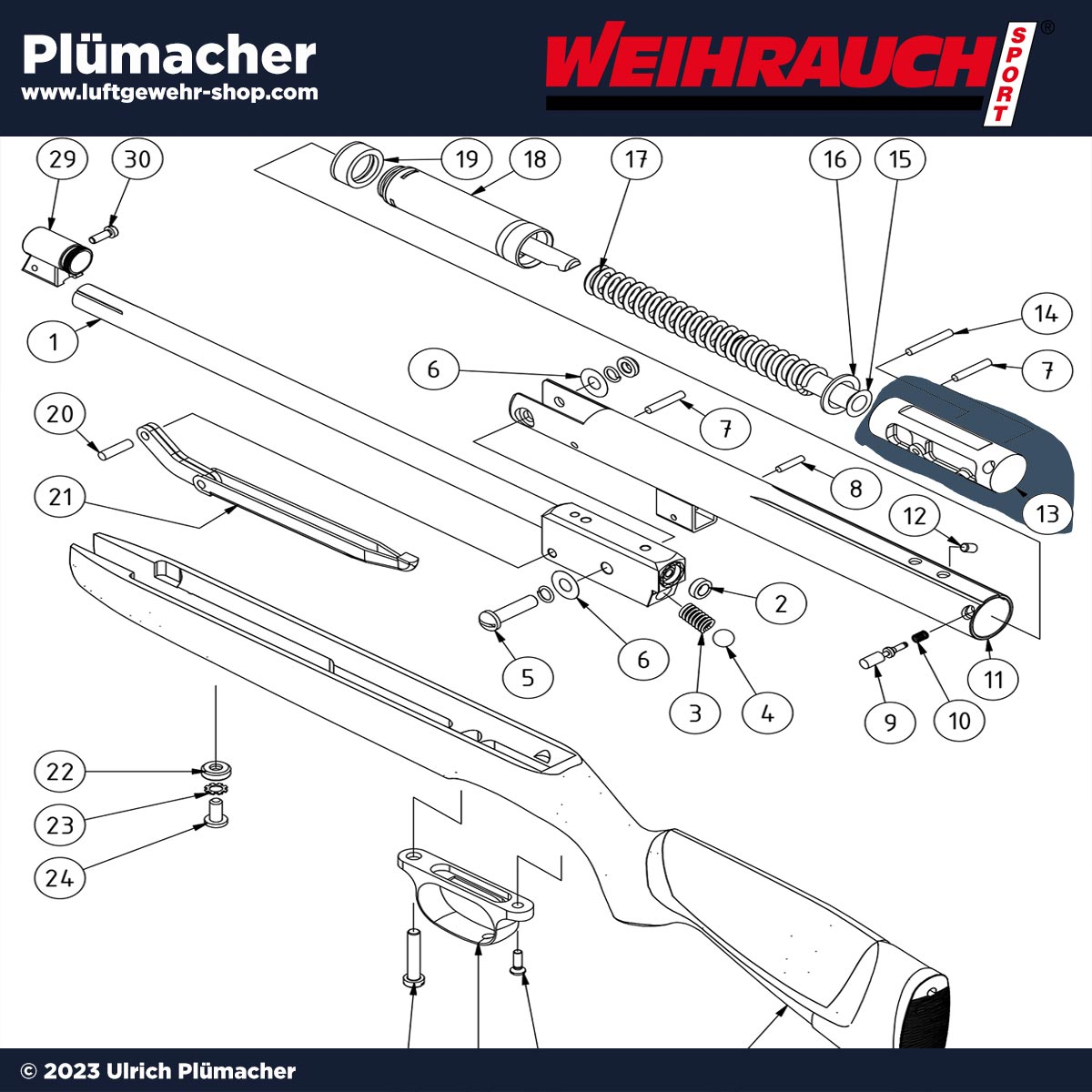 Abzugskopf Weihrauch HW 30 M/II Luftgewehr - Ersatzteile für das HW30