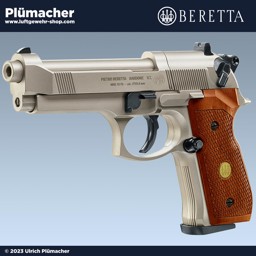 Beretta M92 FS CO2 Pistole vernickelt mit Holzgriffschalen im Kaliber 4,5 mm Diabolo