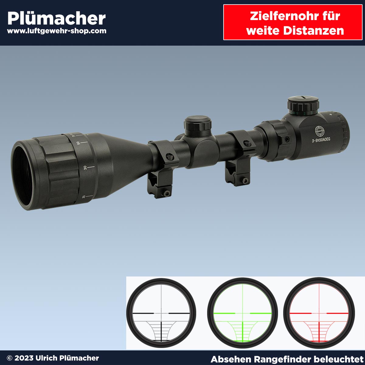 Zielfernrohr 3-9x50 für Luftgewehre beleuchtetes Absehen 