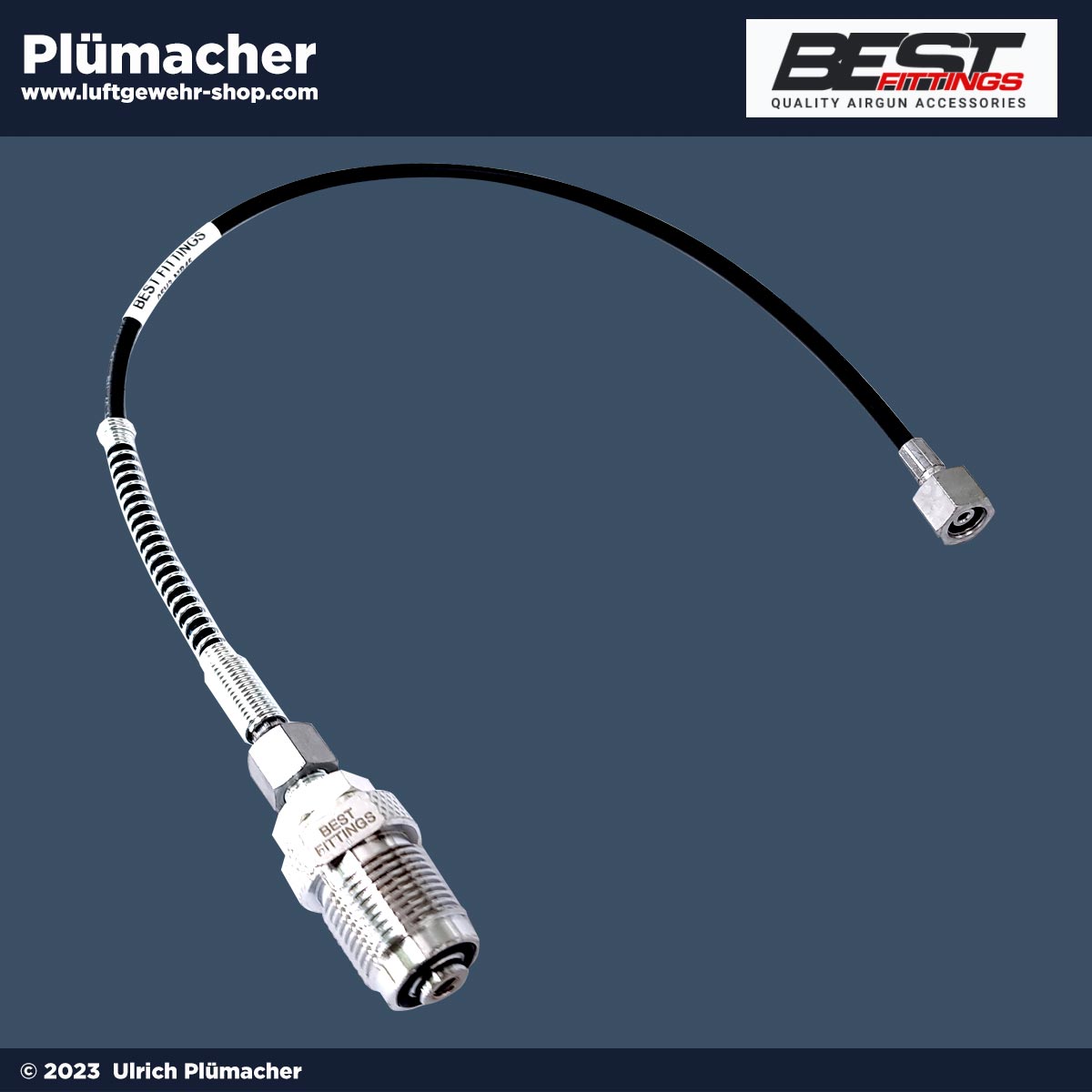 BEST Fittings 232/300 BAR DIN männlich mit hochwertigem Luftgewehr-Füllschlauch 450 mm und 1/8 BSP Anschluss