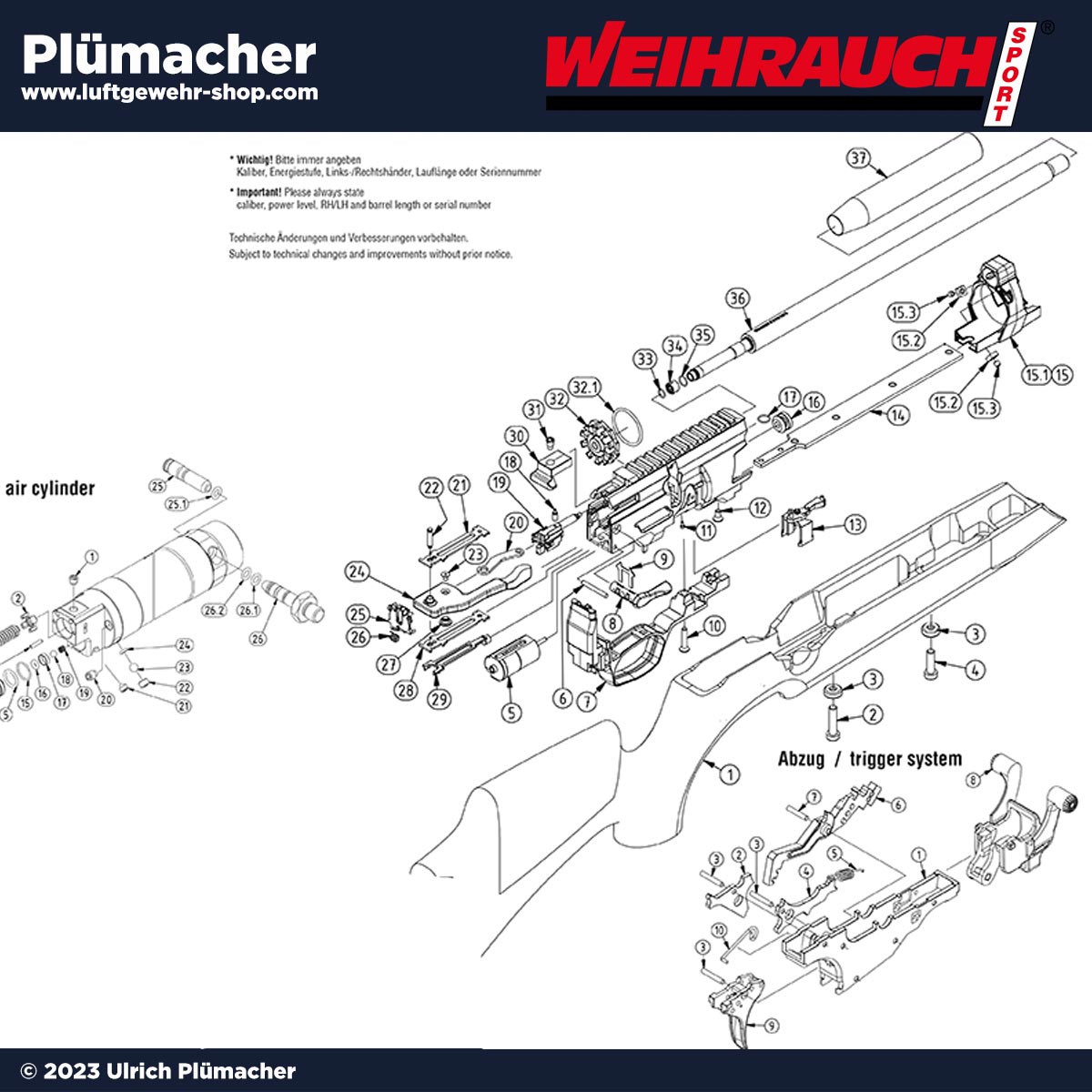 Weihrauch HW 110 Pressluftgewehr Ersatzteile