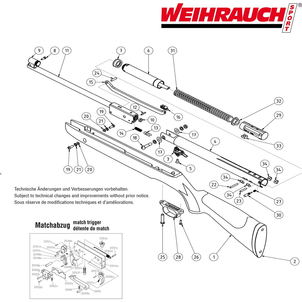 Weihrauch HW 95 Ersatzteile für das Luftgewehr