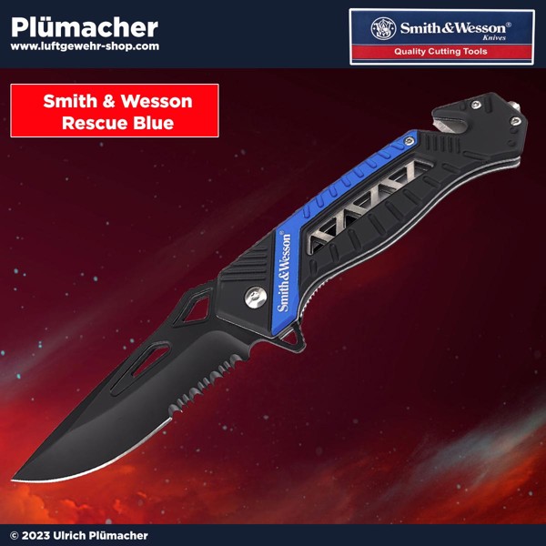 Bild von Smith & Wesson Rescue Taschenmesser in Blau/Schwarz - Ein zuverlässiger Begleiter in jeder Situation