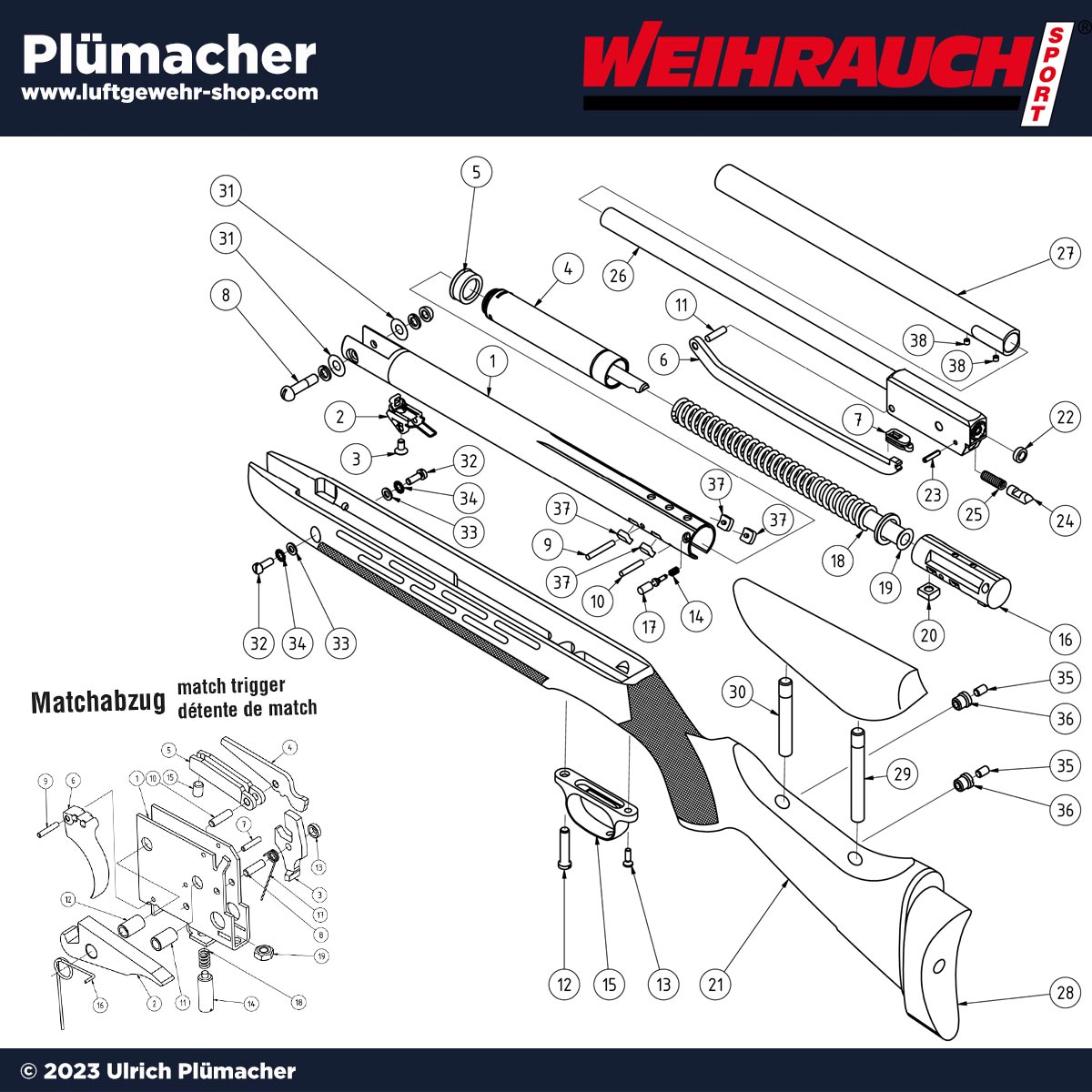 Original Ersatzteile für Ihr Weihrauch HW 98 Luftgewehr